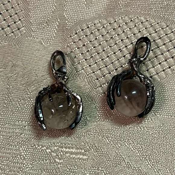 VTG Whimsigoth Crystal Ball Glass Marble Silver Tone Metal Costume Pendants - Picture 4 of 4